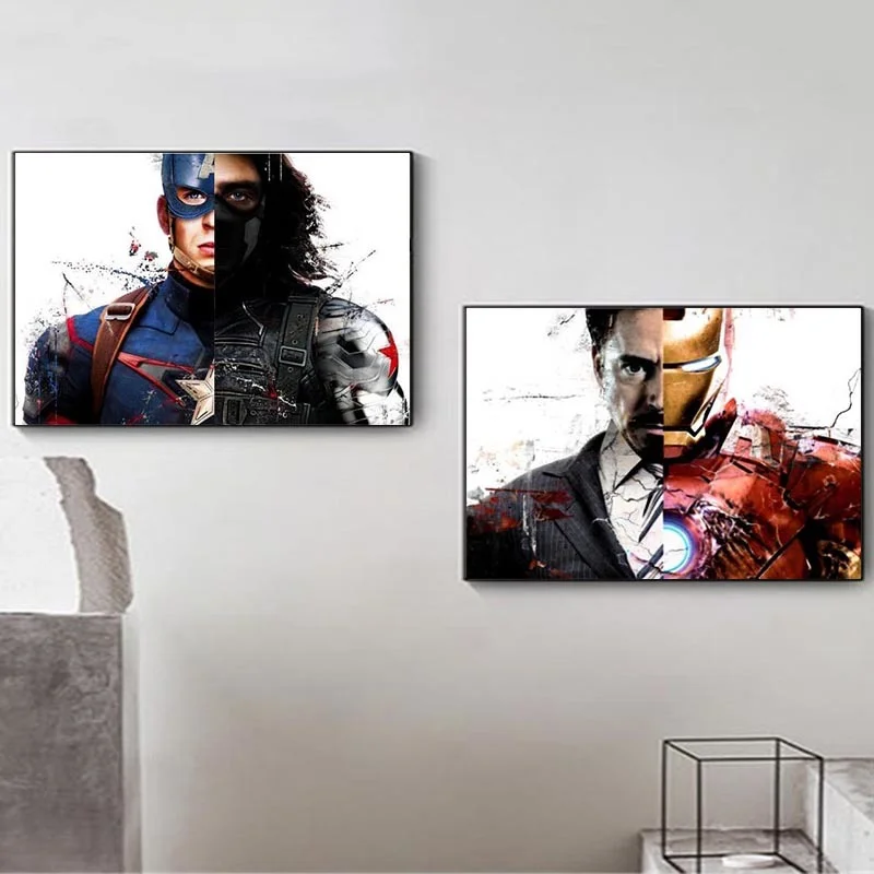 Incredible Hulk and Iron Man Print Avengers Art Marvel  Hulkbuster Bruce Banner Tony Stark for Living Room Home Decor