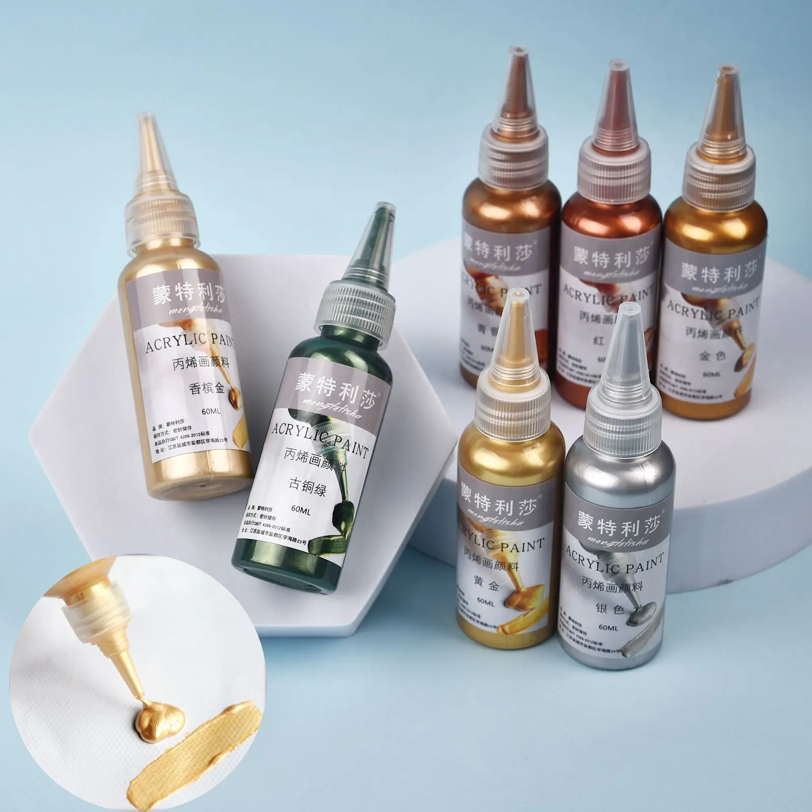 Pigmento de pintura acrílica a prueba de agua, pegamento de resina epoxi para manualidades, pigmento para colorear, pintura de Graffiti de oro, plata y cobre, 60ml
