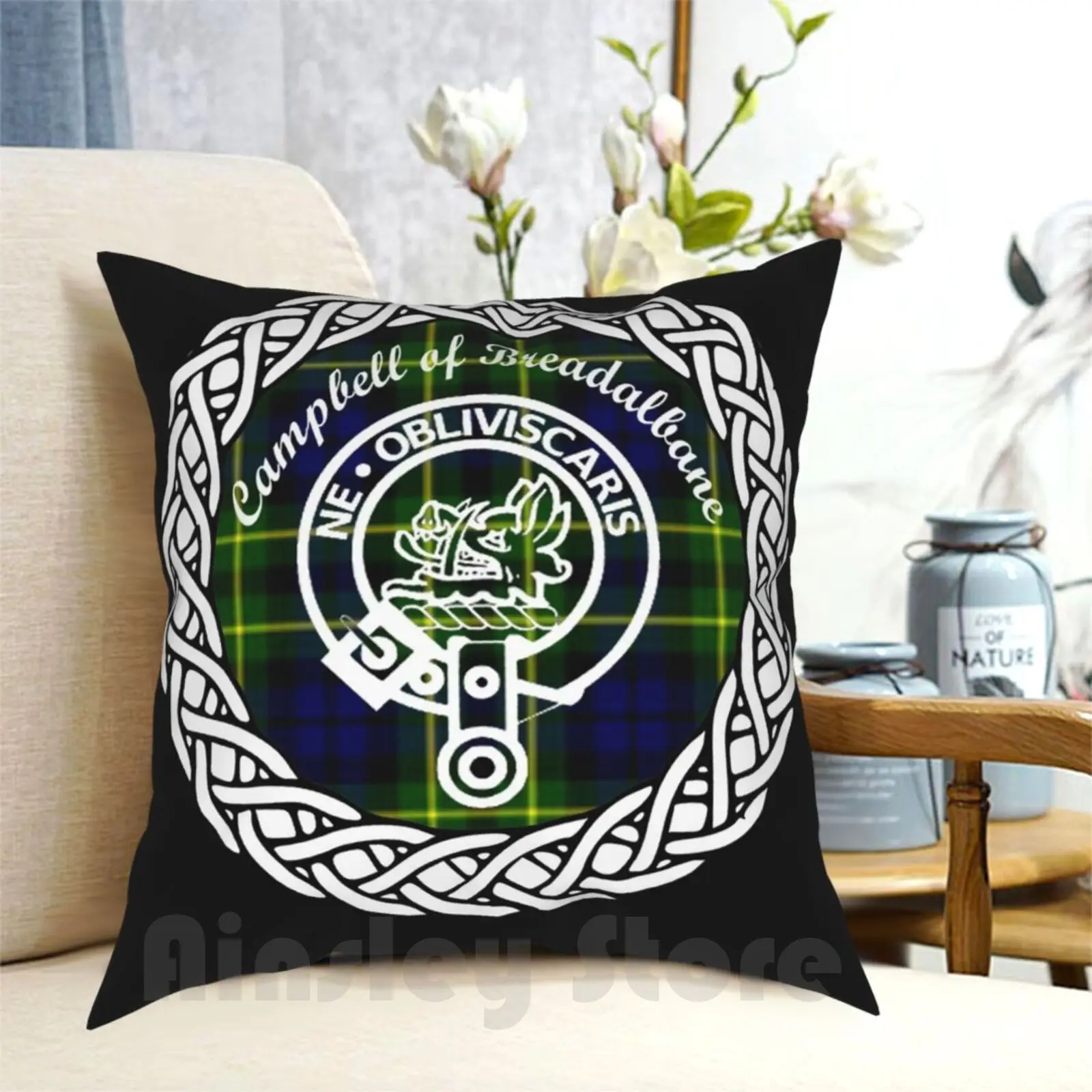 Funda de almohada suave estampada para el hogar, funda de almohada con insignia de cresta de tartán de clán, El clán, El apellidos, El camano