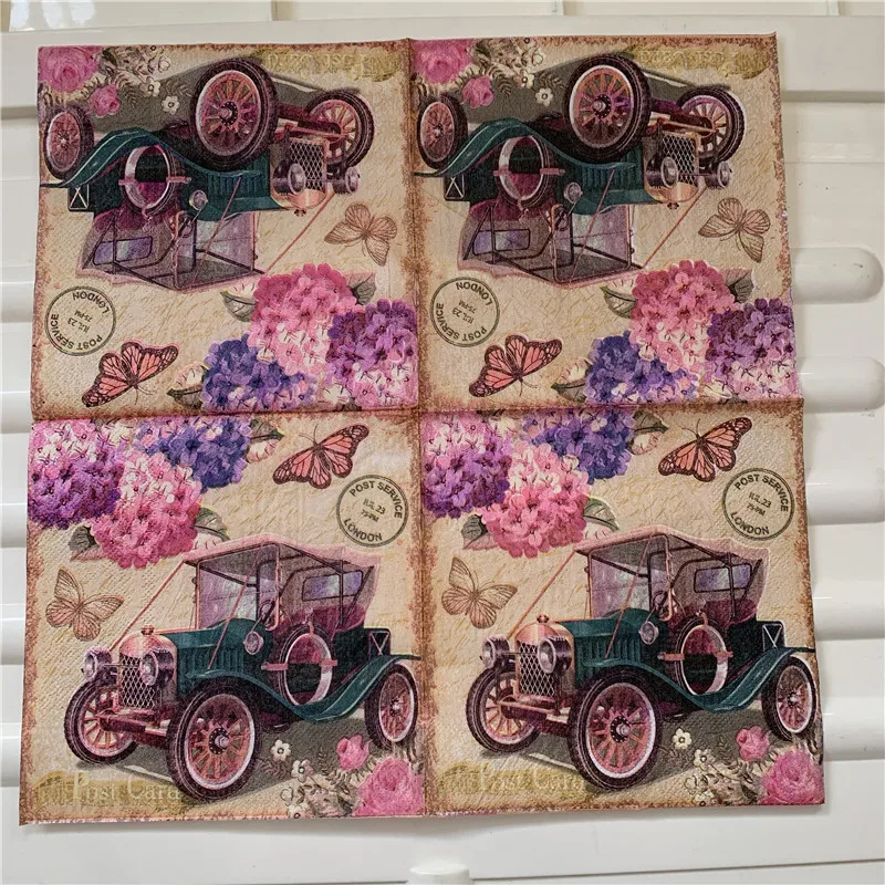 decoupage wedding elegant tissue napkins paper butterfly flower car handkerchief  beautiful serviette birthday party cocktail