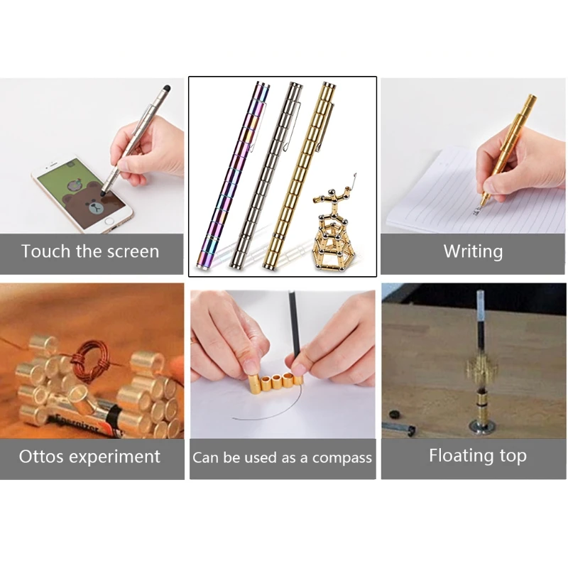 2024 New Decompression Magnetic Metal Pen Multi-function Writing Magnet Ballpoint Pen Novelty Gifts for friends or  Kids