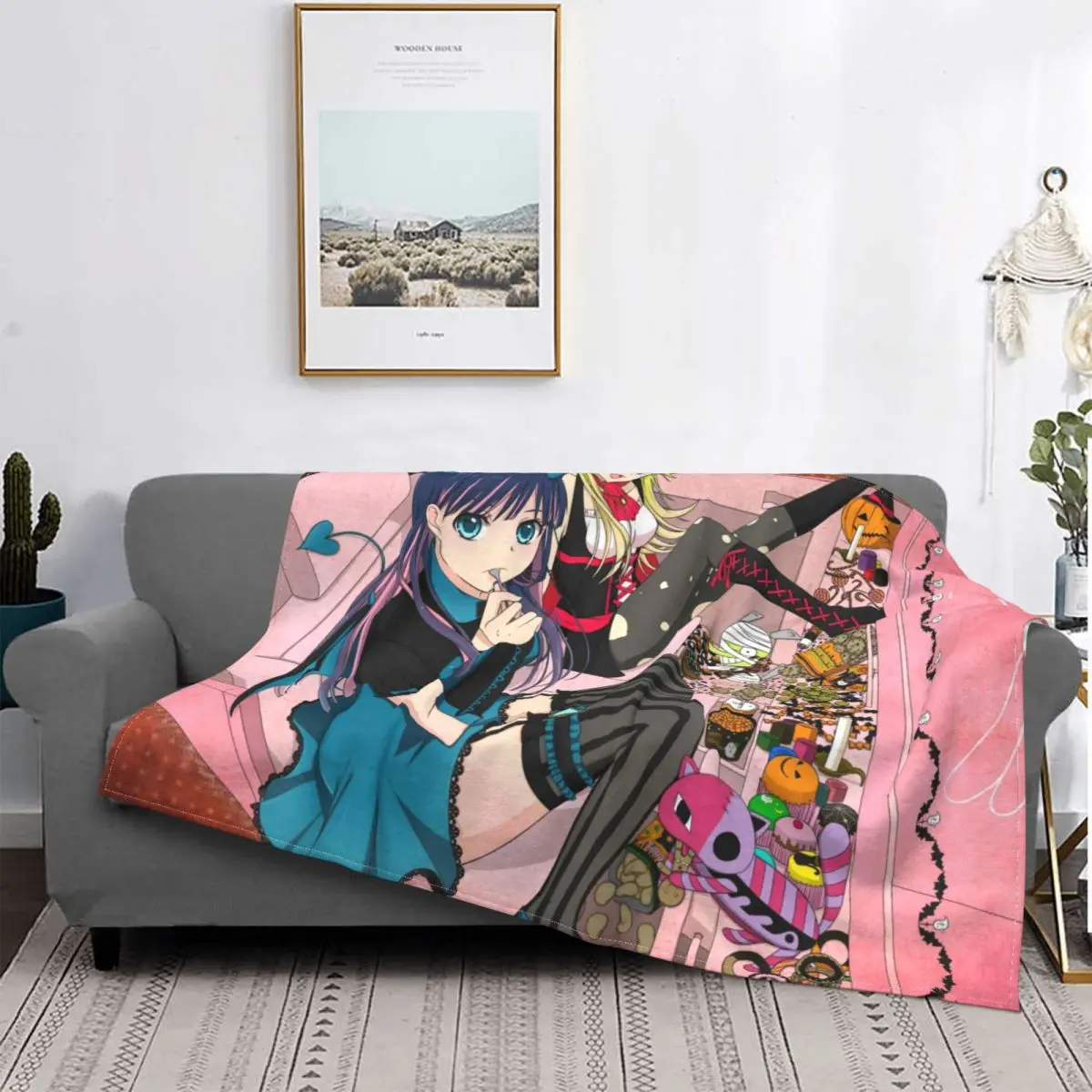 

Panty And Stocking With Garterbelt Blankets Fleece Decoration Ultra-Soft Throw Blankets for Bedding Bedroom Plush Thin Quilt