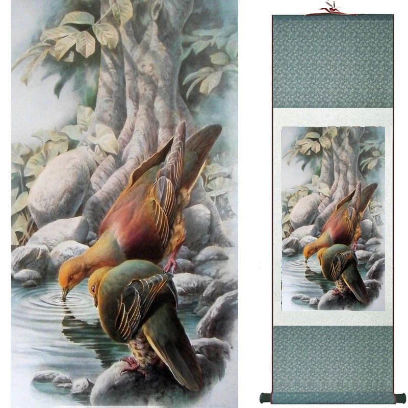 

Birds and flower painting silk scroll painting traditional Chinese art painting home decoration painting2019072006