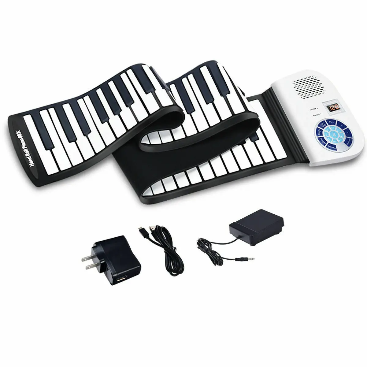 88 Key Electronic Roll Up Piano Keyboard Silicone Rechargeable w/Pedal  TY576045