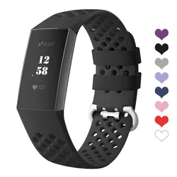 Compatible with Fitbit Charge 3 and Charge 4 Straps, Replacement Breathable Sport Band Wristbands for Charge 3 SE 4SE