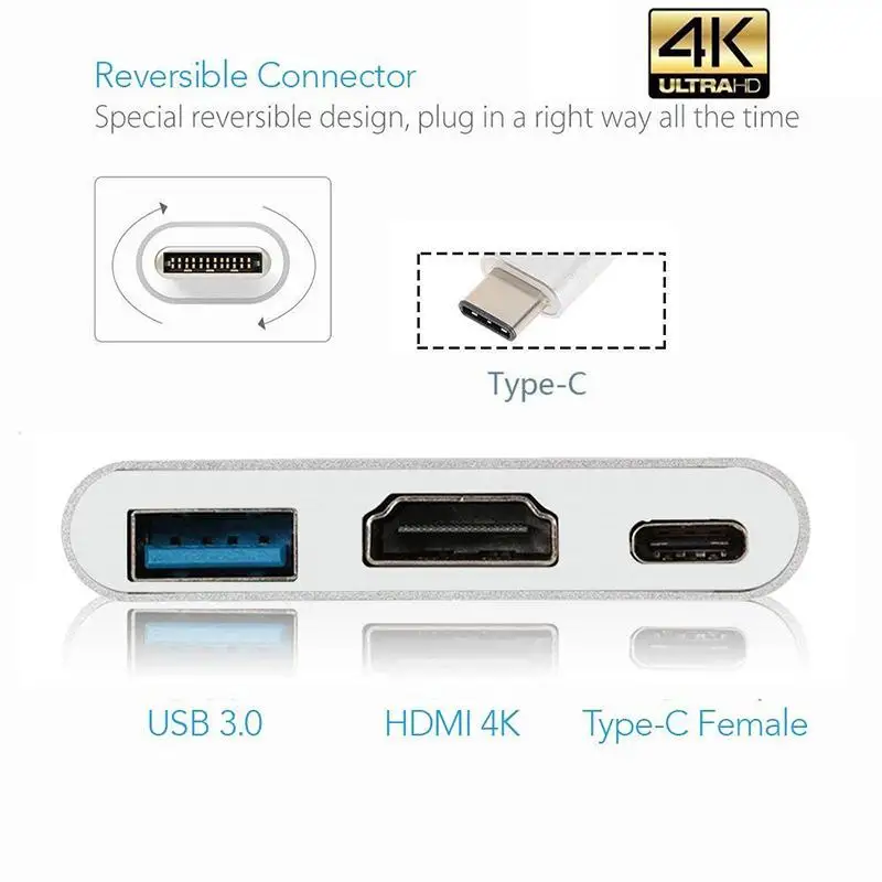 USB C HUB to HDMI-совместимый адаптер для Macbook Thunderbolt 3 USB Type C to HDMI-совместимый 4K USB 3.0 порт USB-C hub