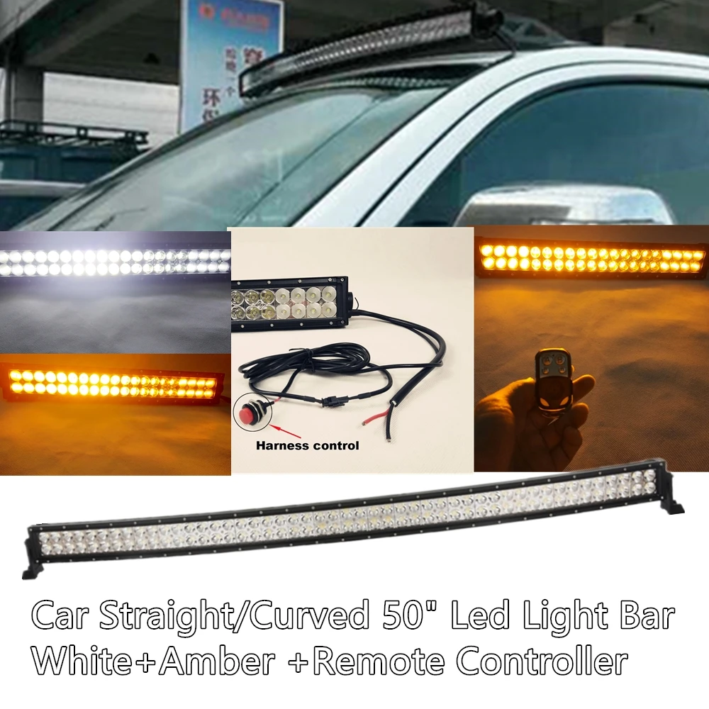 

Автомобильные аксессуары 50 "288 Вт светодиодный рабочий фонарь белый янтарный мигающий внедорожный грузовик UTV 4X4 пульт дистанционного управления с жгутом проводов