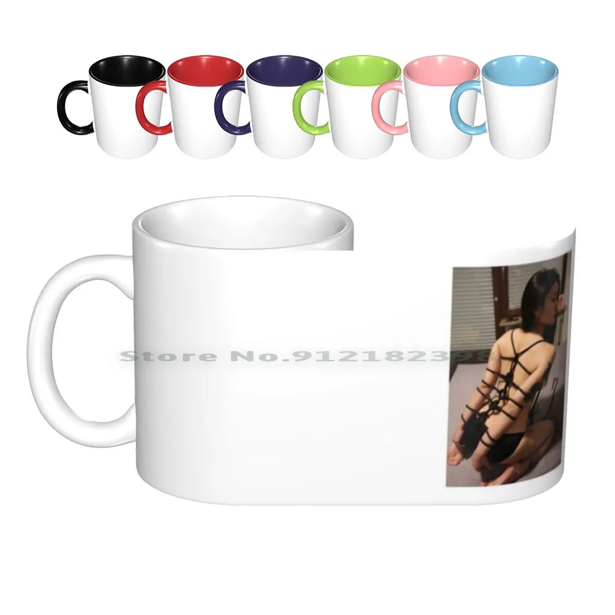 Tazas de cerámica negras para té de la leche, taza de té de la leche con cuerda de tubo japonés de ensueño, pequeño y bonito color negro