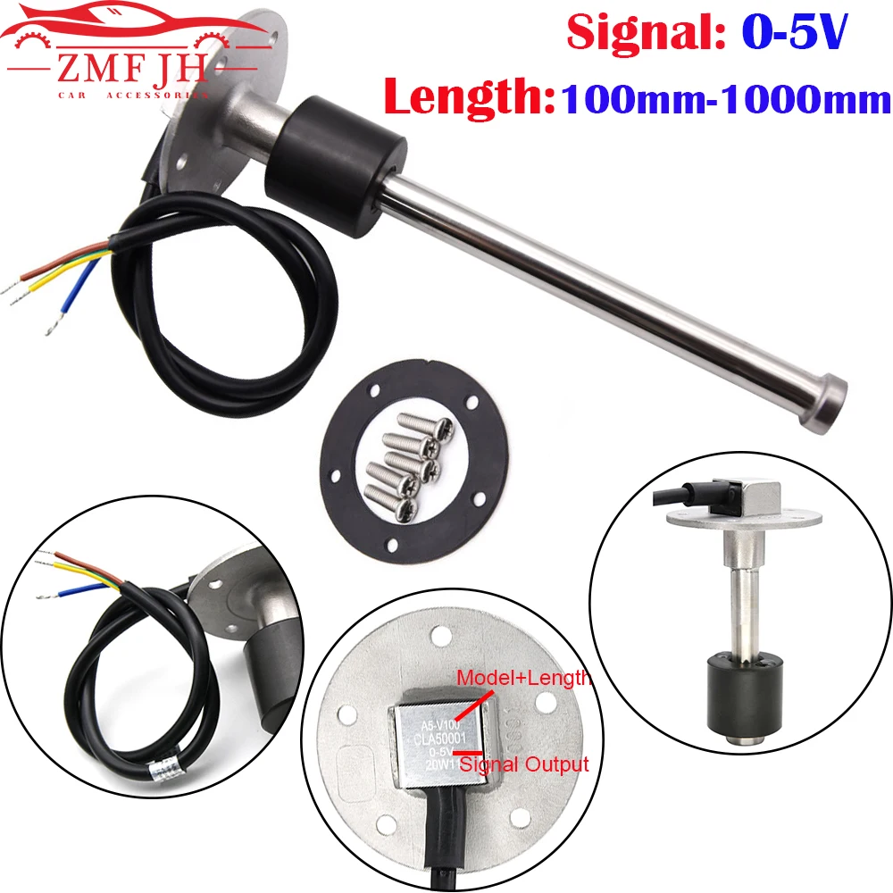 100-1000mm Czujnik poziomu paliwa 0 ~ 5V Sygnał wyjściowy Czujnik poziomu wody Czujnik poziomu wody w łodzi Jednostka wysyłająca paliwo do samochodu Dostosowane