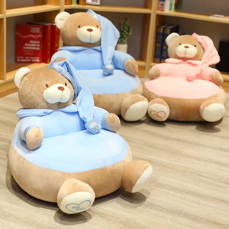 Cute Teddy Bear Sofa Chair Plush Toys Plush Sleeping Comfort Pillow Cushion Stuffed Toy Baby Seat Kids Gifts for Kids Birthday