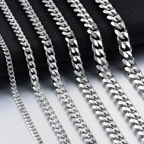 Nie verblassende 3,5mm-11mm Edelstahl-Kubanische Halskette, wasserdicht, Herren-Gliederkette, Geschenk-Schmuck – Detail 6
