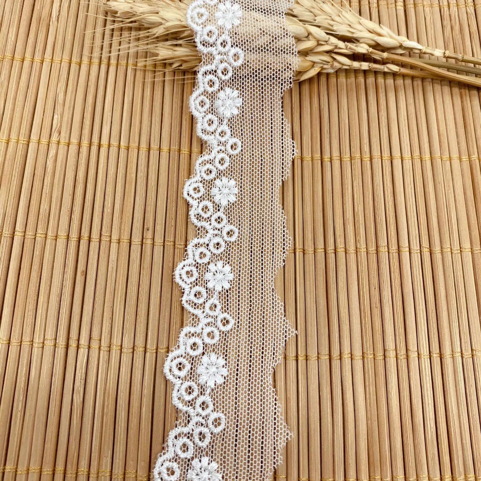 Embroidery Mesh Hollow Hole Flower Lace Fabric Trim DIY Sewing Child Clothing Wedding Craft Decoration Lace Ribbon Handmade Acce