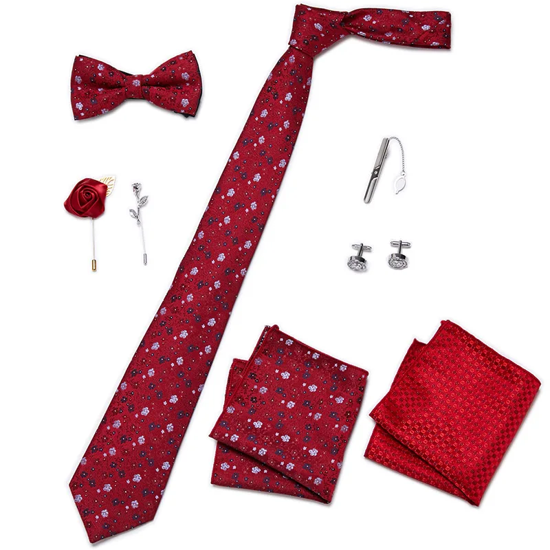 Herren-Krawatten-Set, luxuriöse Geschenkbox, Seidenkrawatte, Krawatten-Set, 8-teilig, innenverpackt, festliches Geschenk, Krawatte, Einstecktücher, Urlaubsgeschenk für Männer – Detail 34