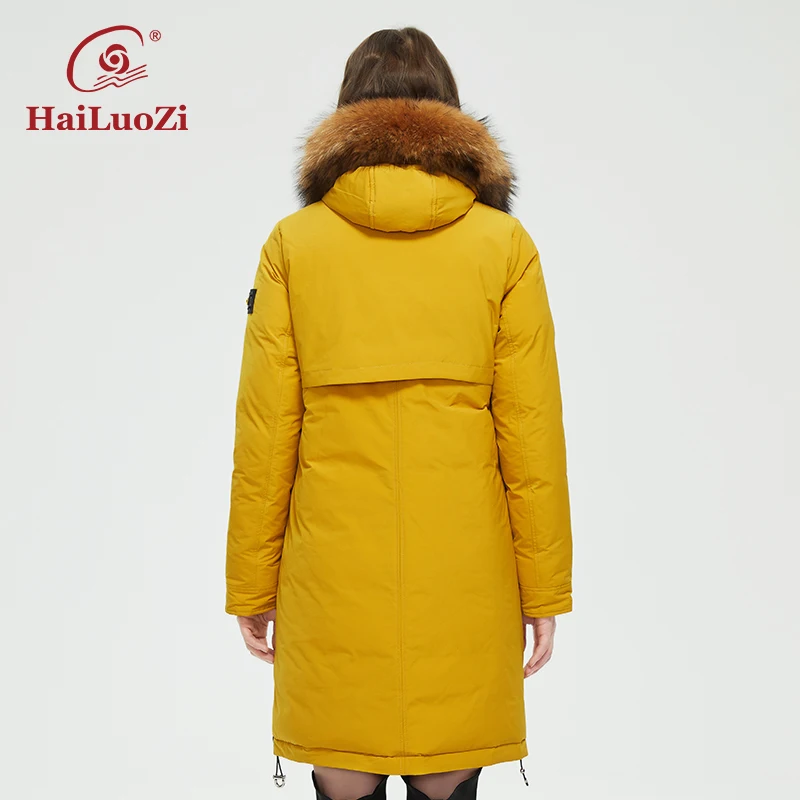 HaiLuoZi – manteau à capuche et coupe-vent pour femme, veste décontractée avec grand col en fourrure de raton laveur, Parka 89, nouvelle collection