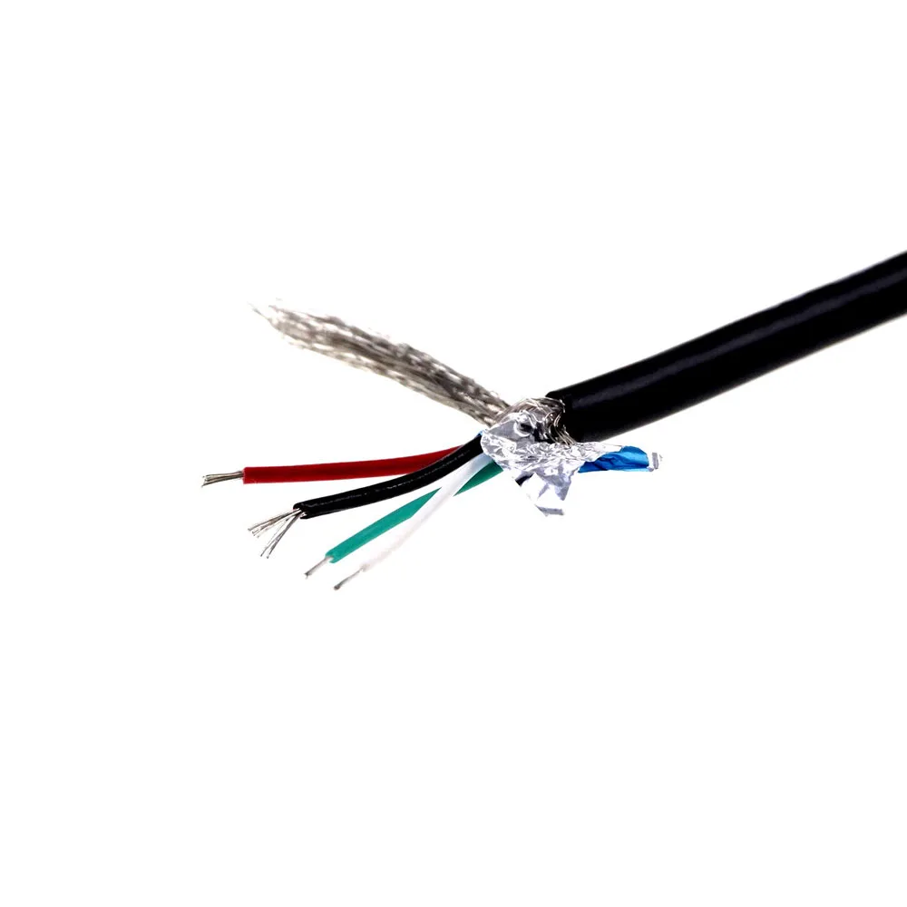 1 Meter USB2.0 Fully Rated Cable UL2725 Standard 4 Core Data Charge Cable 24 AWG / 1P 28 AWG / 2C Conductor Copper braid