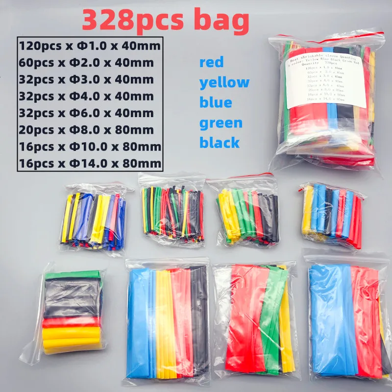 328pcs/530 Set Polyolefin Shrinking Assorted Heat Shrink Tube Wire Cable Insulated Sleeving Tubing Set 2:1Waterproof pipe sleeve