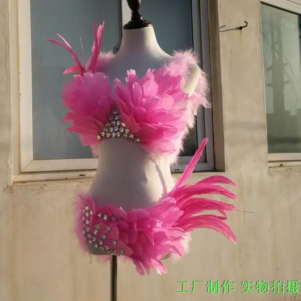 

NEW natural feather Sexy bras and underwear costume Hot dance party underwear night show performance model catwalk suit