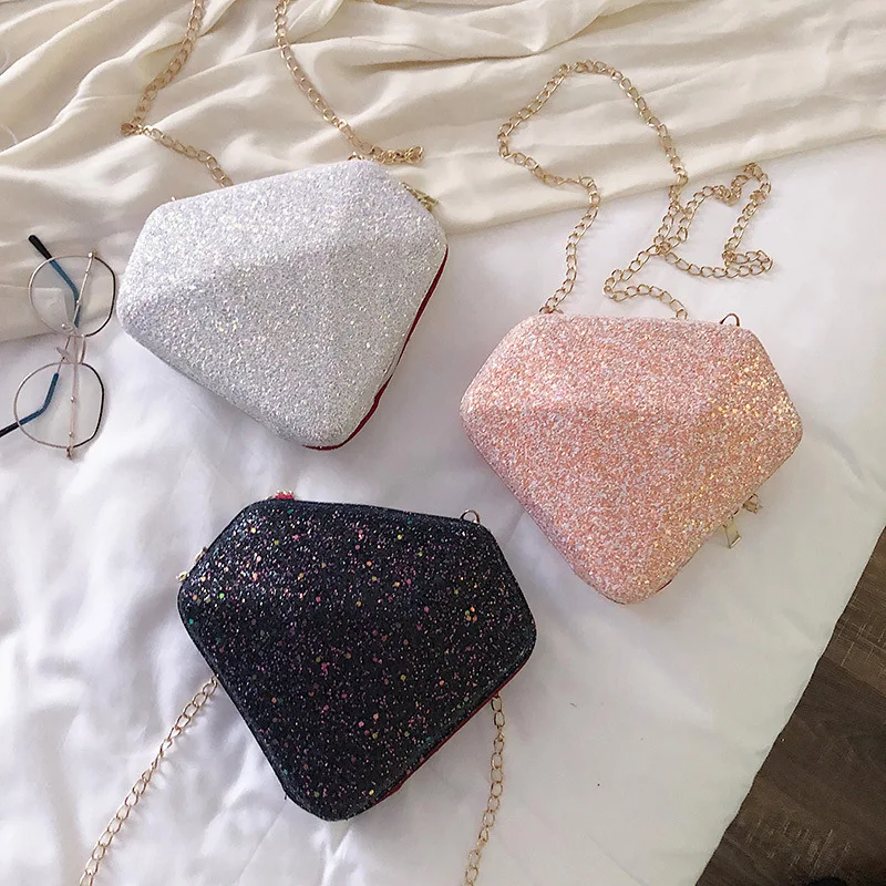 Bolso de lentejuelas brillantes para mujer, Cartera de hombro Diagonal con diamantes brillantes, a la moda coreana, para banquete y fiesta