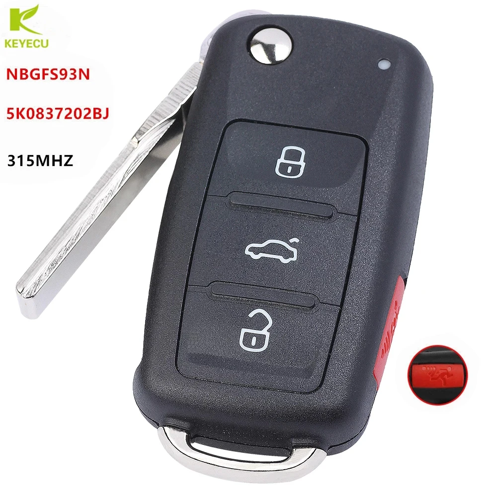 

KEYECU Replacement Flip Remote Car Key Fob 315MHz NBGFS93N For VW VolksWagen Jetta Passat MQB 5K0 837 202 BJ