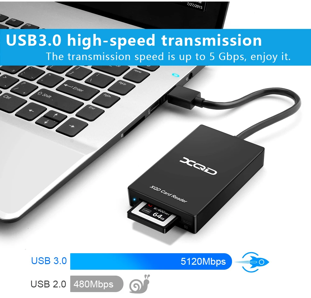 UTHAI Q02 Rocketek Multifunktions-Typ-C-zu-XQD-Kartenleser USB 3.0-Kartenleser M/G-Speicherkarte unterstützt Geschwindigkeiten bis zu 5 Gbit/s – Detail 3