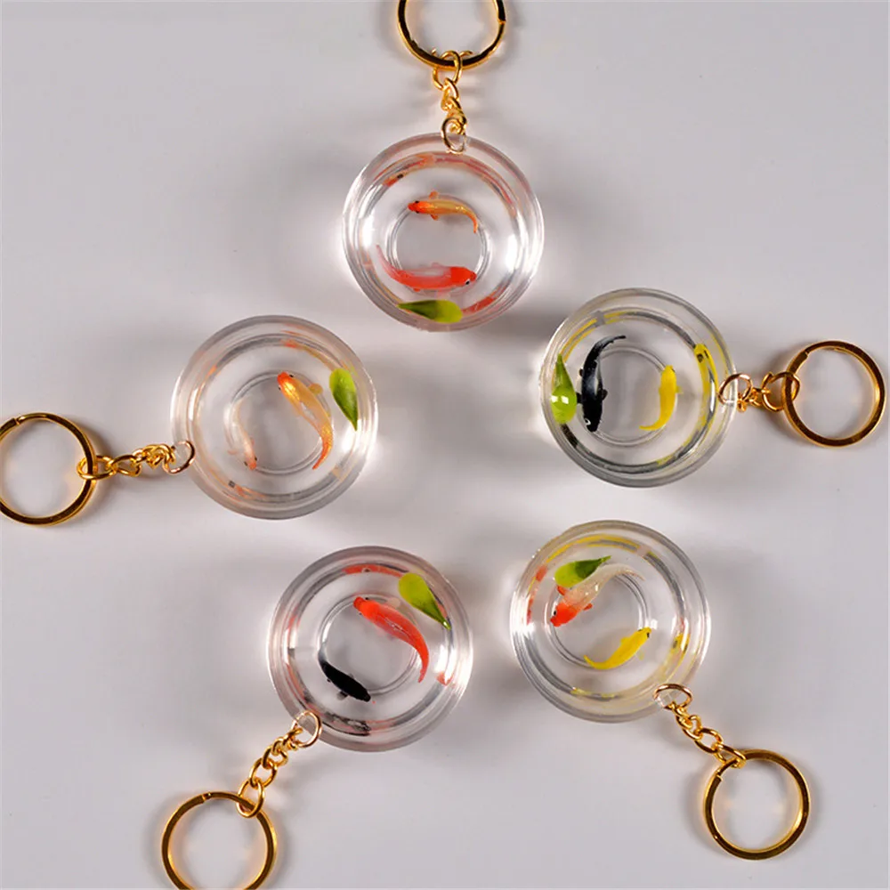 New Creative Lucky Koi Keychain Funny Fish Tank Goldfish Bag Pendant Fashion Ornaments Couple Holiday Gift