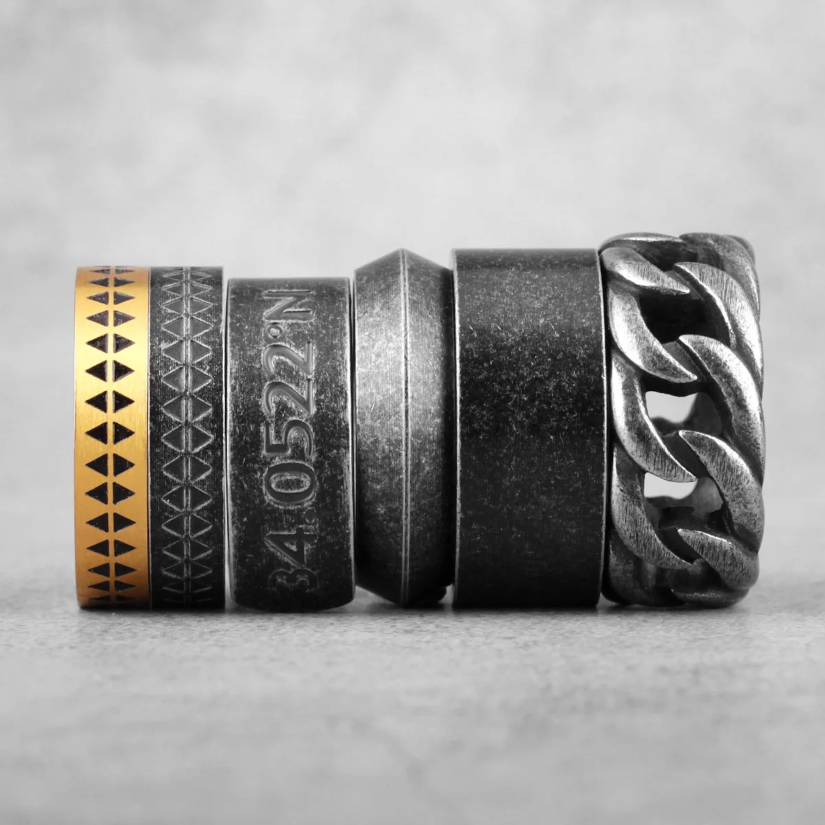 Simple Retro Black Weave Locomotive Stainless Steel Mens Rings Punk for Male Boyfriend Biker Jewelry Creativity Gift Wholesale