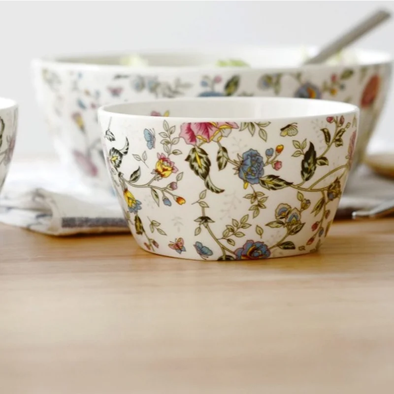 Real Bone China Floral Japanese Bowl Porcelain Small Snack Bowl Ceramic Mini Kitchen Bowl for Sauce Rice Bowl Dessert Bowl