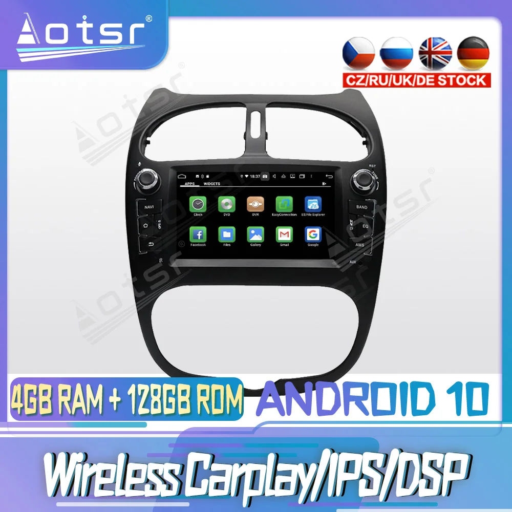 Android10 PX6 128G For PEUGEOT206 2000 2016CarplayCar DVD GPS Navigation Auto Radio Stereo Video Multimedia Player HeadUnit 2din