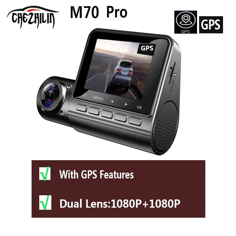 

видеорегистратор M70 Pro Smart DVR car camera Dual FHD 1080P GPS tracking mini car DVR car camera night vision 24-hour cycle