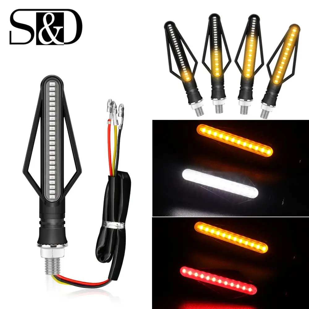 Motorcycle LED Turn Signal Lights Motorbike Indicator Lamps License Plate DRL Moto Flasher Tail Brake Bulbs White Yellow Red