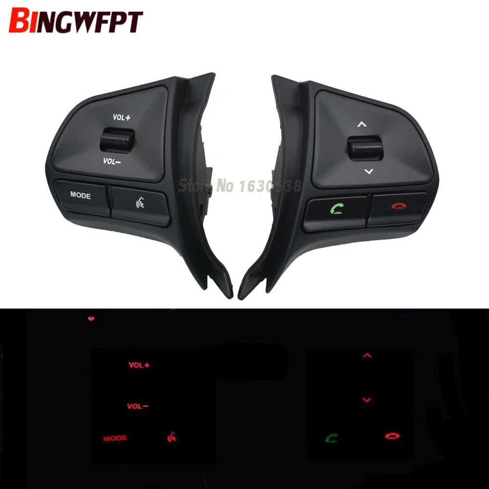 Steering Wheel Audio Volume Music Control Button For KIA RIO K2 2011 2012 2013 2014 Switch Telephone Sound With Backlight