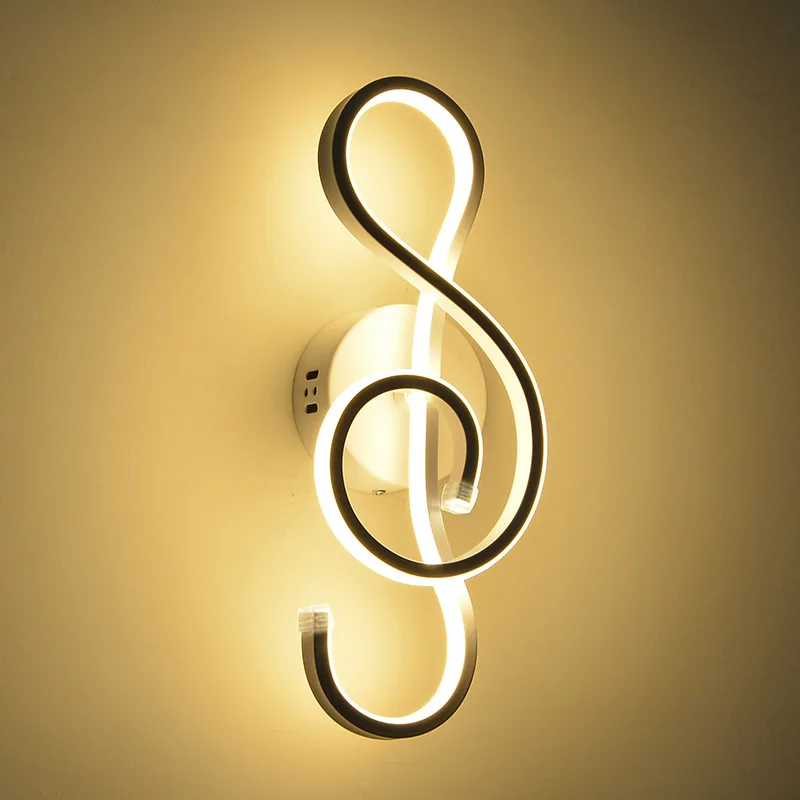 

Modern LED Wall Lamp Bedroom Music Clef Wall Lights for Home Nordic Sconce Living Room Decoration Indoor Lighting Vanity Light