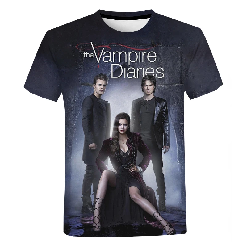 2021 Horror TV Series T-Shirt The Vampire Diaries 3D Printed Streetwear Men Women Fashion Oversized T Shirt Harajuku Tee Tops