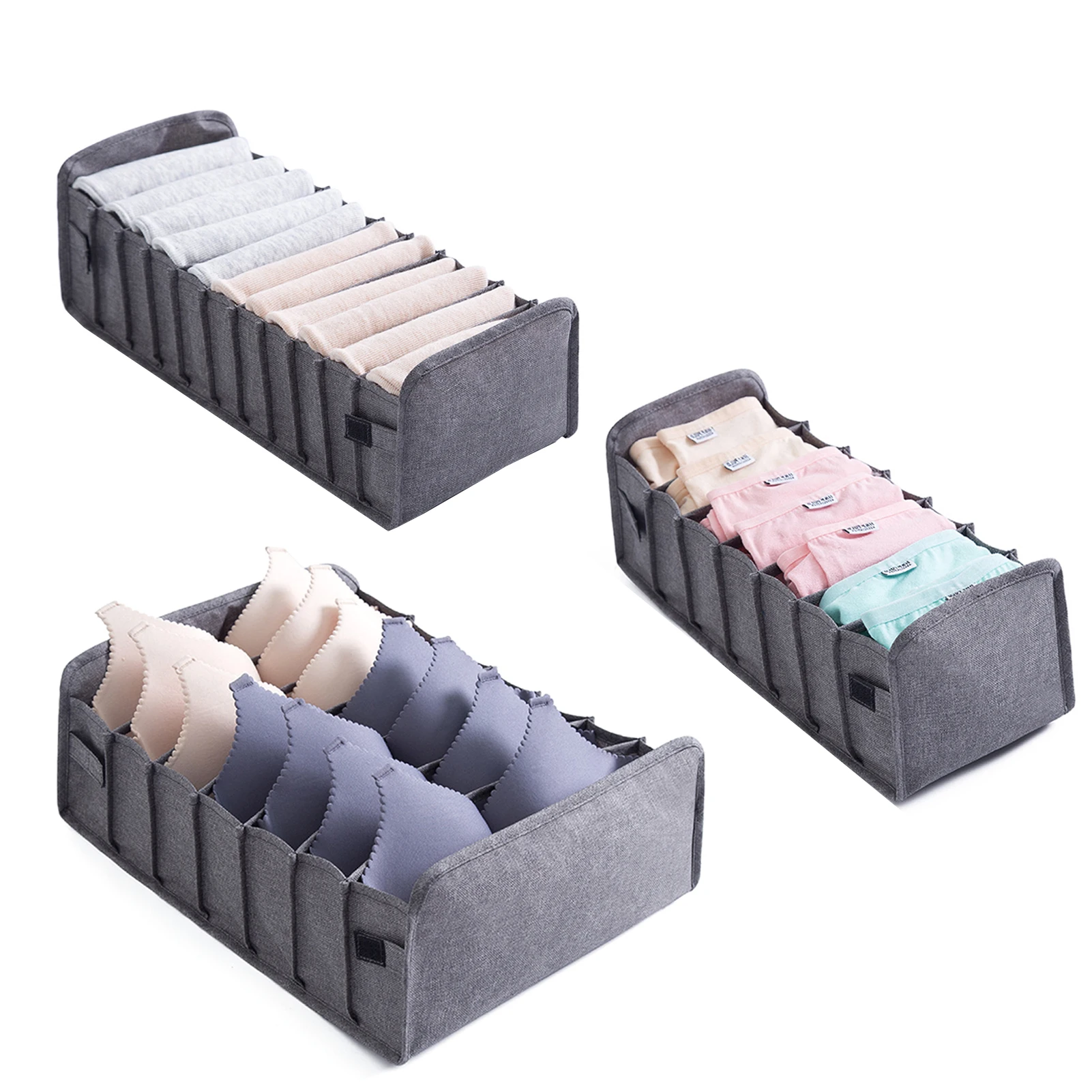 Foldable Underwear Drawer Organizers Dividers Closet Dresser Clothes Storage Organizer Box For Bras Scarves Ties Socks Boxes