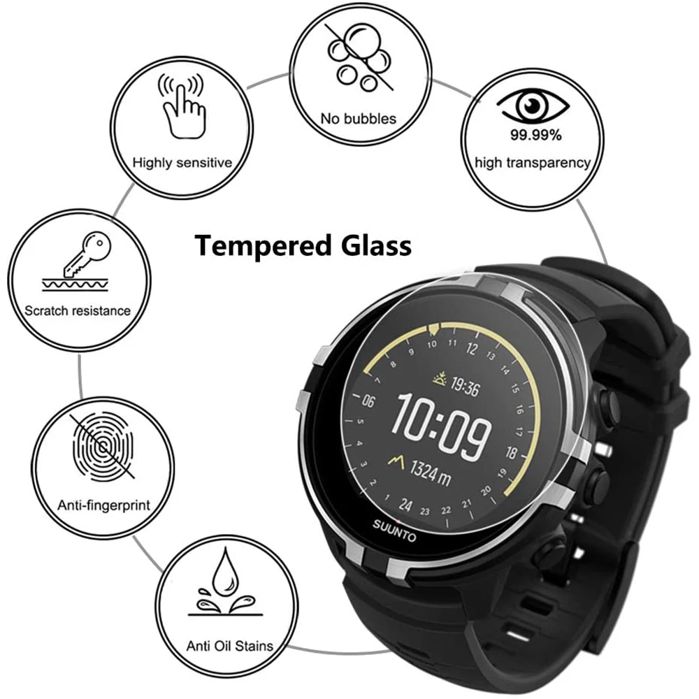 Tempered Glass Screen Protector Film For Suunto 9 / Suunto 7 Smart Watch Protection Guard Anti Explosion Anti-shatter Glass