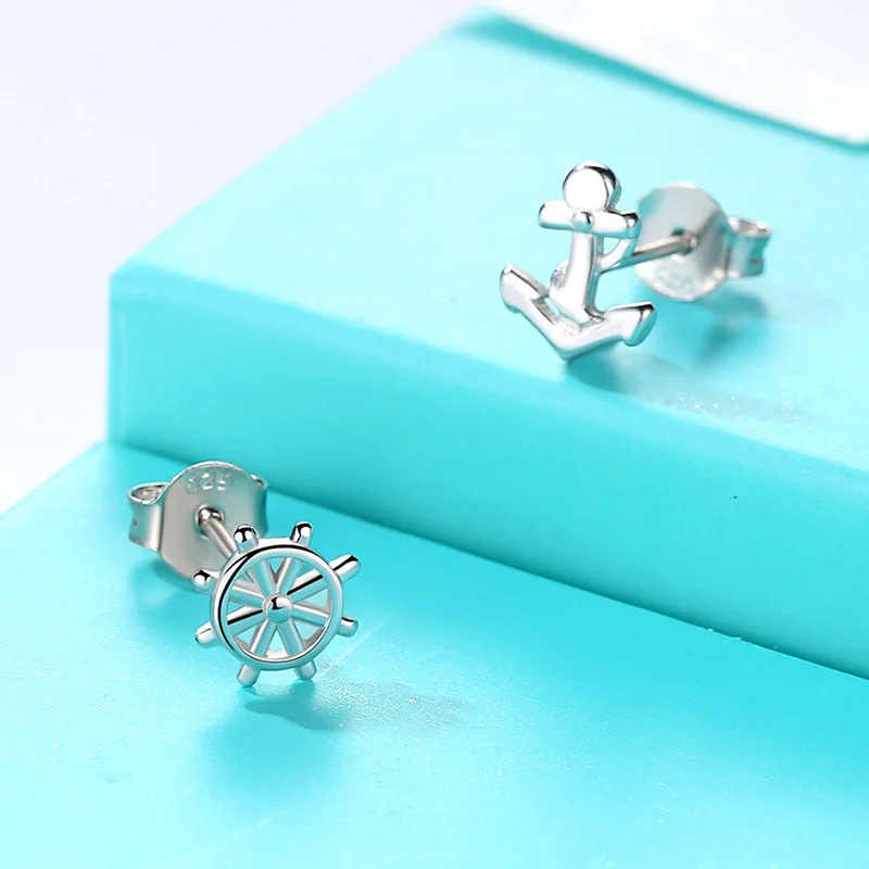 VOQ New Rudder and Anchor Earrings Women's Simple and Popular Geometric Asymmetric Earrings for Women and Men's Jewelry