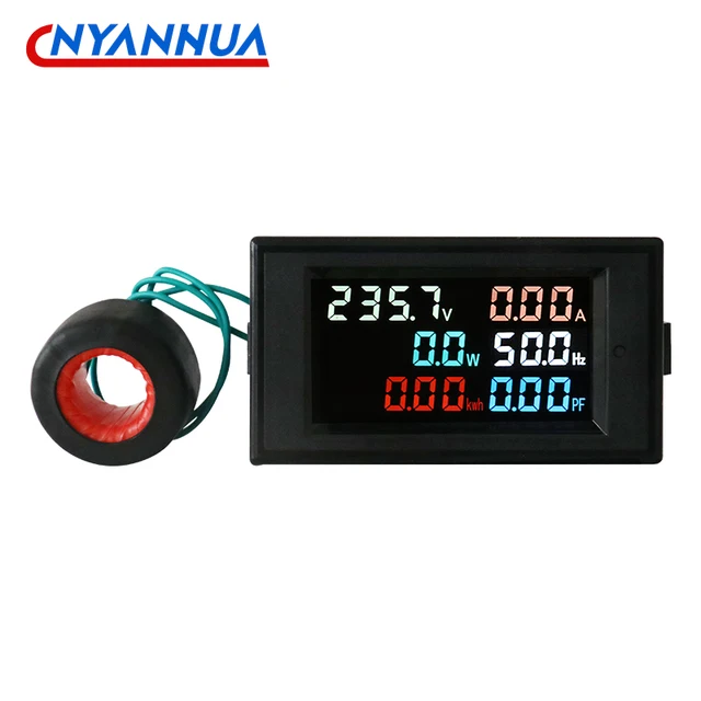 D69-2058 6 w 1 HD LCD Wielofunkcyjny wyświetlacz cyfrowy Napięcie Prąd Moc Częstotliwość Miernik KWH Wiele kolorów