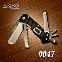 LAND 9047 Multi-Functional EDC Pocket Folding Knife Wood Saw 12c27 Stainless Steel Outdoor Camping Survival Rescue Tool Knives