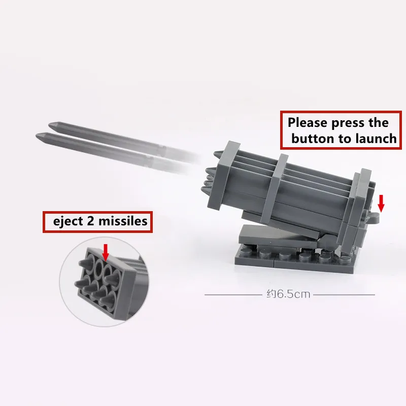 WW2 Moc Kanonskogel Missile Bouwsteen Launcher Model Militaire Soldaten Wapen Accessoires Army Onderdelen Bricks Speelgoed 6 Cm C234