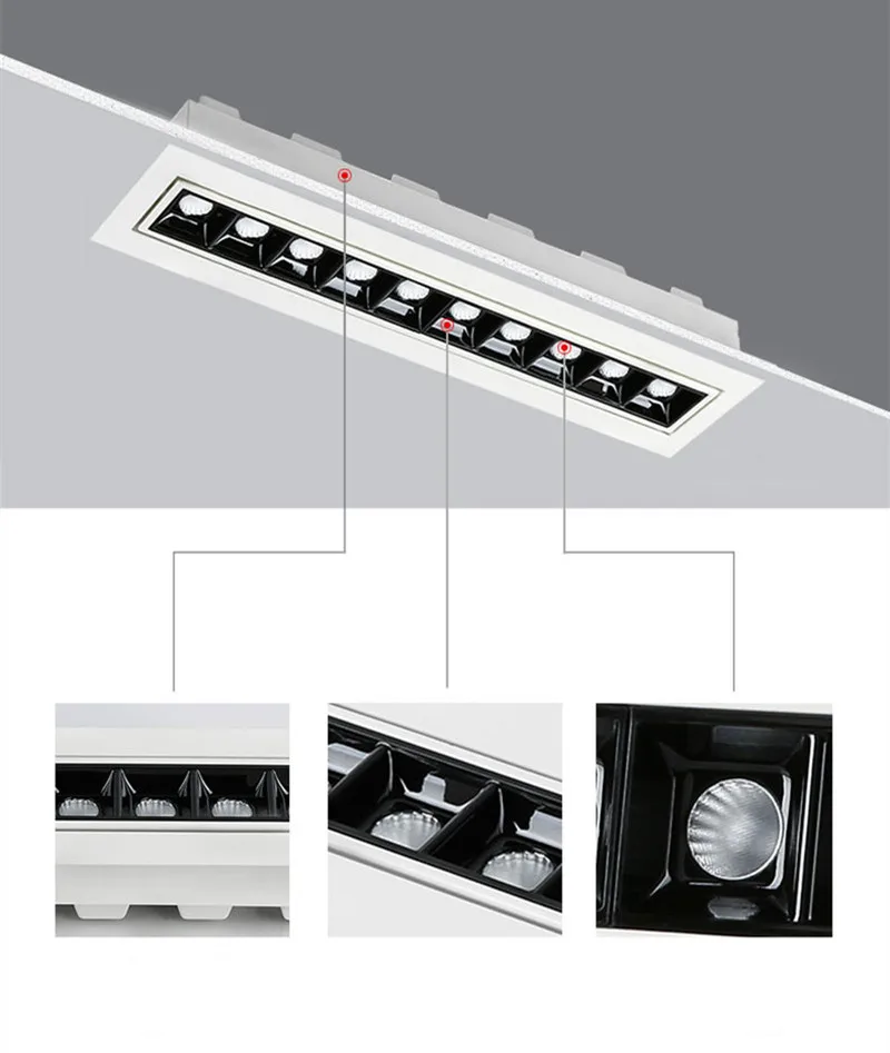 Nordic Design Dimmable LED Downlights Square Recessed 10W 20W  LED Ceiling Light AC220V Strip Indoor Lighting Spotlights