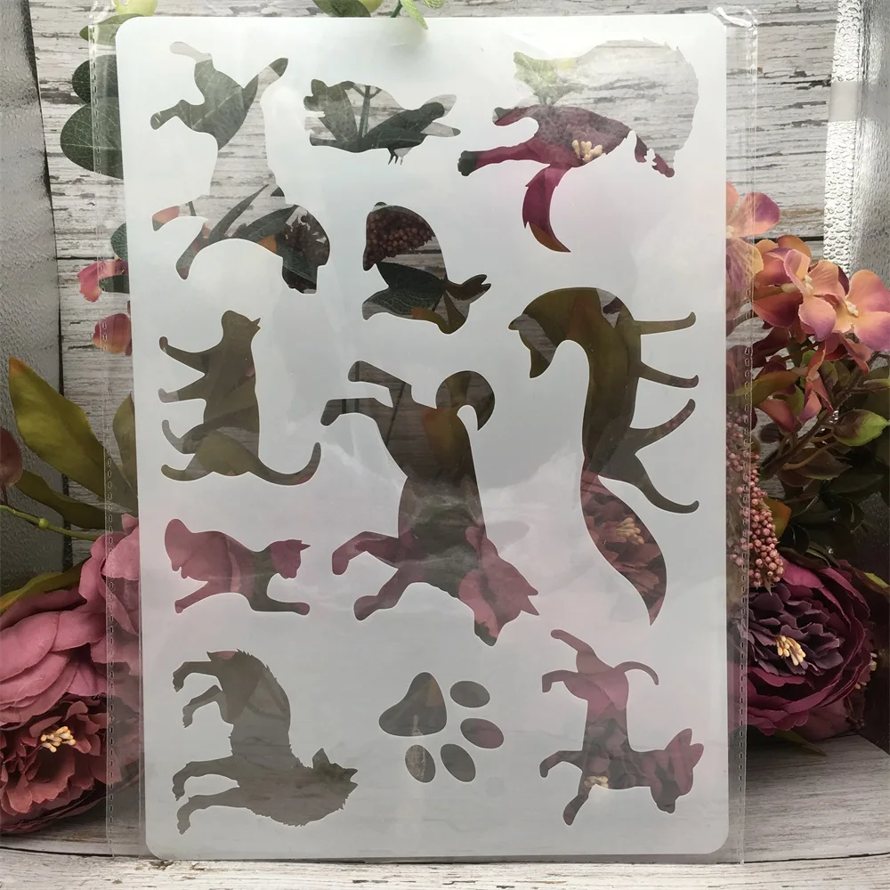 

A4 29*21cm Animals Dog Cat Fox Rabbit DIY Layering Stencils Painting Scrapbook Coloring Embossing Album Decorative Template