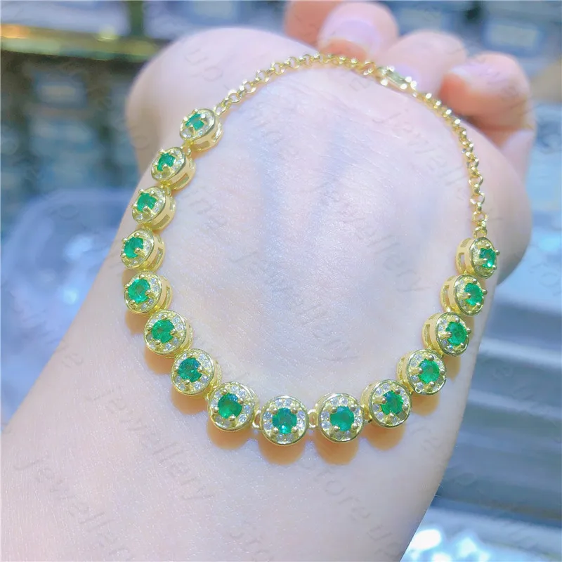 

New Natural Emerald Bracelet 925 Silver Ladies Bracelet Luxury Elegant Fashion Trend