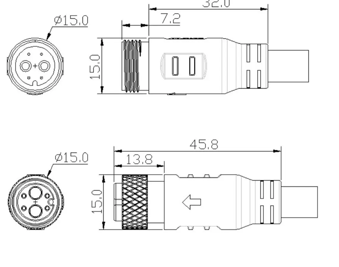 Higo L615 Battery Connector For Charge and Discharge Power Port 4+2 Extension Cable