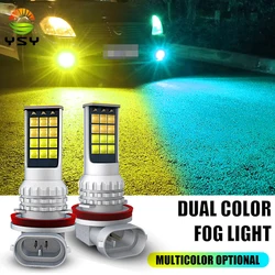 2pcs LED Fog Lights Bulbs Dual Color Flash Automobile 9005 9006 H1 H3 H7 H8 H11 H27 880 881 Tuning Car Universal Ice blue Bulbs