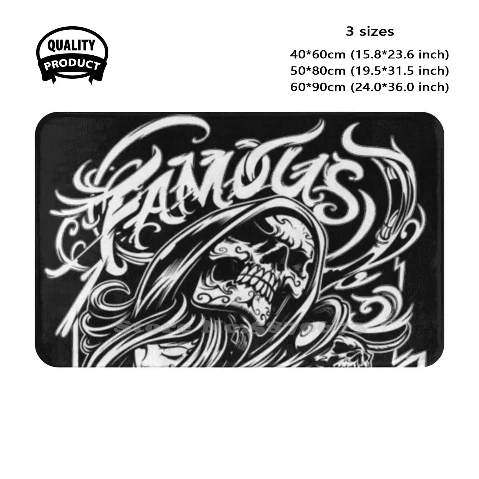 Famous Stars Straps Skull Soft Cushion Home Carpet Door Mat Car Rug Famous Stars Strap Dangerous Black And White Words Popular