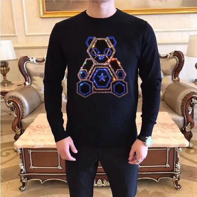 

Rhinestones sweaters Men's Hip Hop Fashion Diamond stone Streetwear top quality