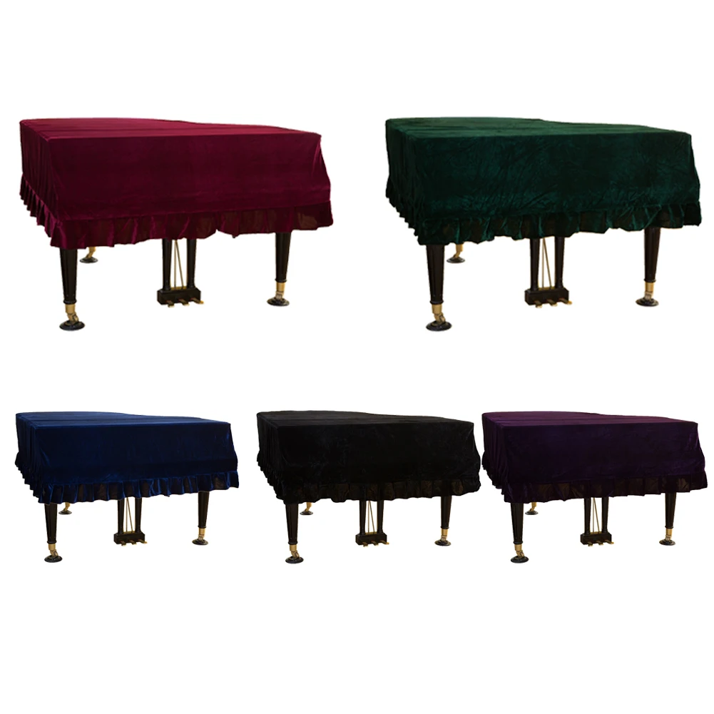 Anti Scratch Dustproof Bordered Gold Velvet Protective Dirt Resistant Triangle Piano Cover Macrame Decorated Practical Soft Home