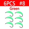 6 piezas, color verde, talla 8