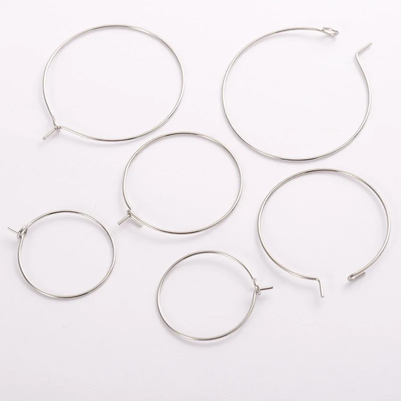 100pcs DIY Stainless Steel Earring Big Circle Wire Hoops Loop 20/25/30mm Earrings Dangle Earring Jewelry Making Accessorie