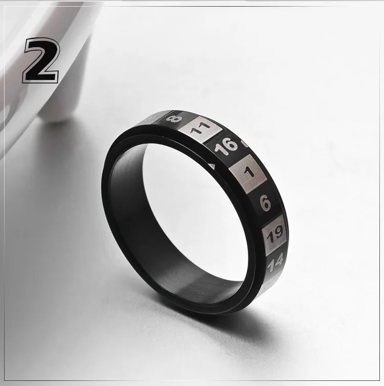 MIQIAO Stainless Steel Titanium Rotatable Spinning Number Couple Matching Vintage Rings for Men Women Friends Gift Jewelry Bague